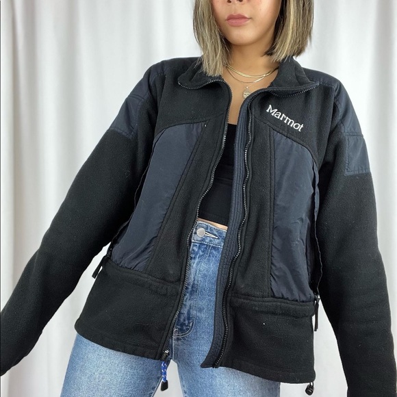 Marmot black fleece jacket sz men’s m - Picture 4 of 9